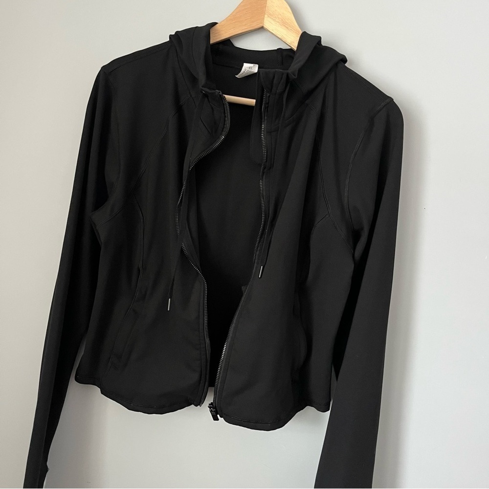 Yogalicious Lux Full Zip Hooded Crop Ink Black Athletic Jacket Size X-Large - Picture 11 of 16